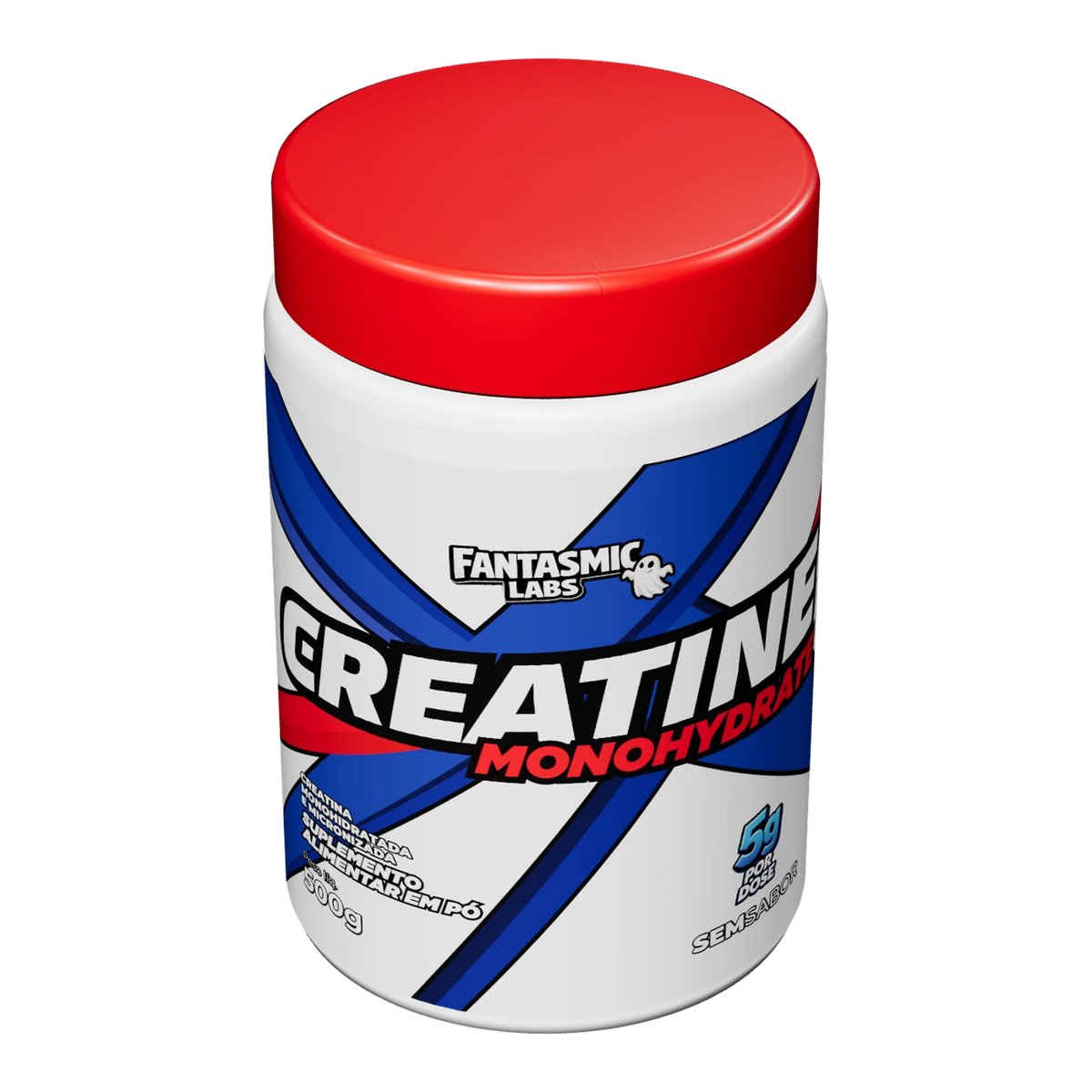 Pote de Creatina Pura visto de cima