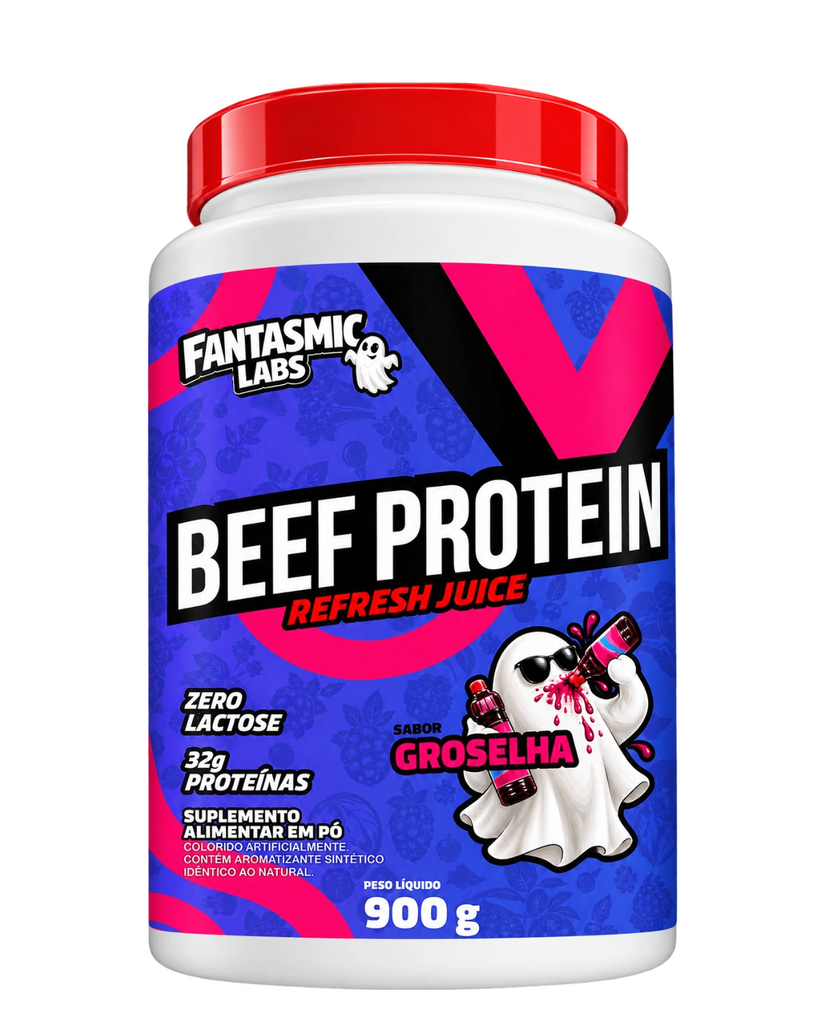Beef Protein Refresh Juice Groselha, pote 900 g