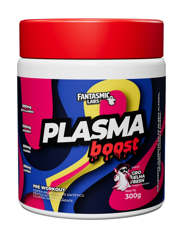 Plasma Boost Pré-Workout Groselha Fresh, pote 300 g
