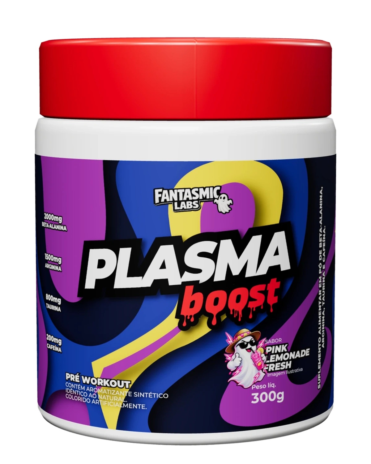 Plasma Boost Pré-Workout Pink Lemonade Fresh, pote 300 g