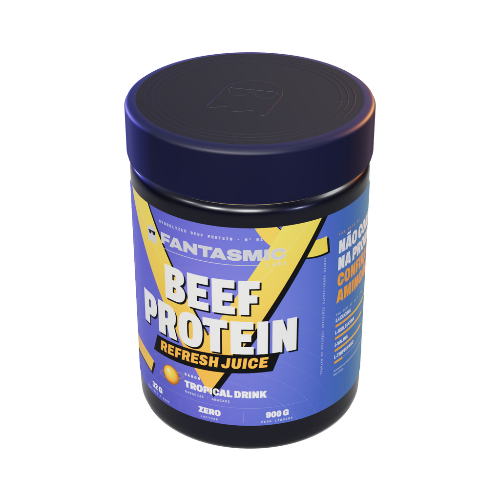 Pote Beef Protein Refresh Juice Tropical Drink — visto de cima