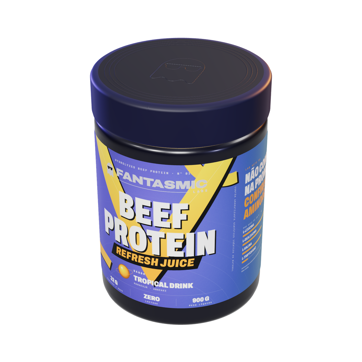 Pote Beef Protein Refresh Juice Tropical Drink — visto de cima